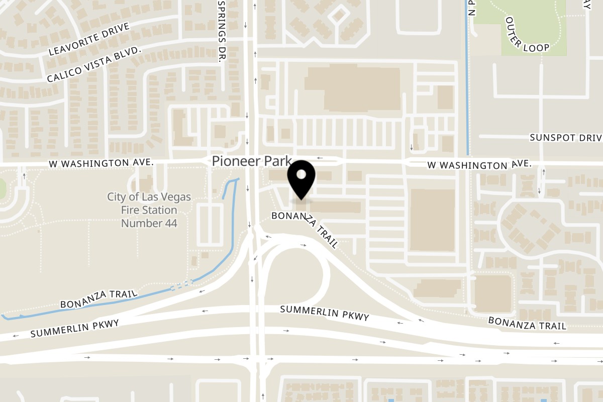 Map showing the location of Kono's Summerlin Pkwy on 7591 W Washington Ave in Las Vegas